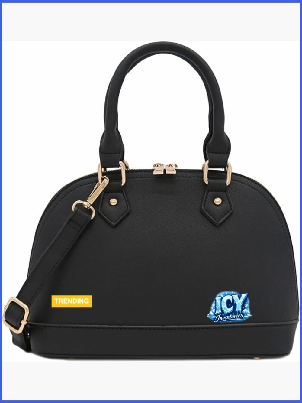 Medium Faux Saffiano Leather Dome Satchel with Gold Hardware